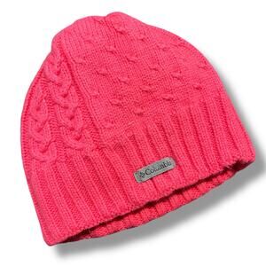 Columbia Girls Winter Hat Beanie Knit Fleece Lined Pink Outdoor